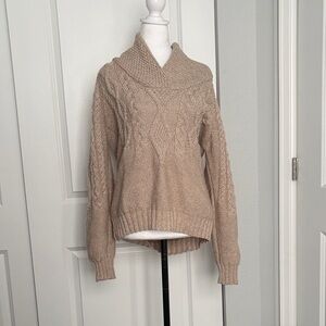 Elegant Cowl Neck Sweater - Beige